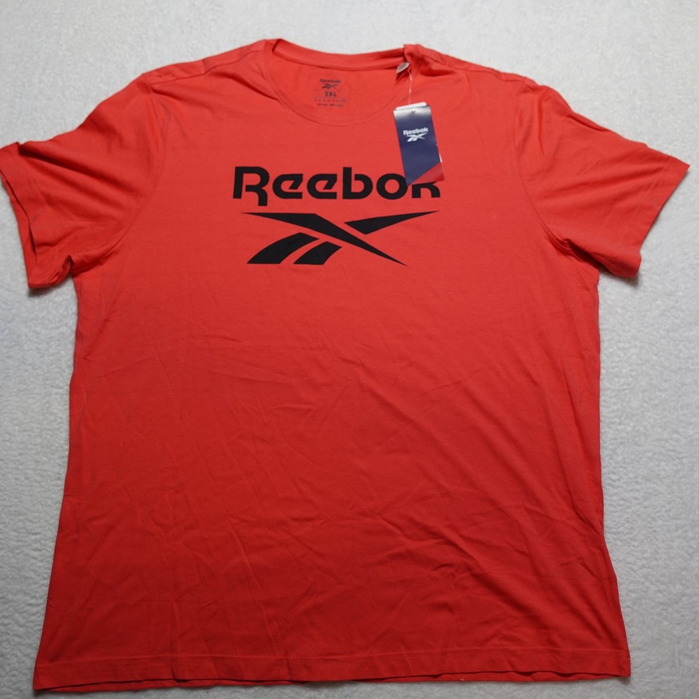 Reebok RI Big Logo Tee Mens 2XL Cherry Red Graphic Training T-Shirt GS1615
